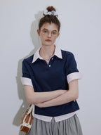 Lofi choose Soft Loose Fit Henley Collar Commuter Workwear Navy Grey Short Sleeve T-Shirts