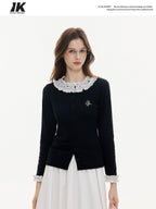 ikyou Soft Stain Resistant Slim Fit Dot Button Casual Cotton Long Sleeve T-Shirts
