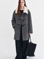 fano Lambswool Blend Single Breasted Loose Midlength Heather Gray Long Coats