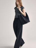 fano Soft Stretch Polyester Round Neck Minimalist Women Black Basic Crop Tops