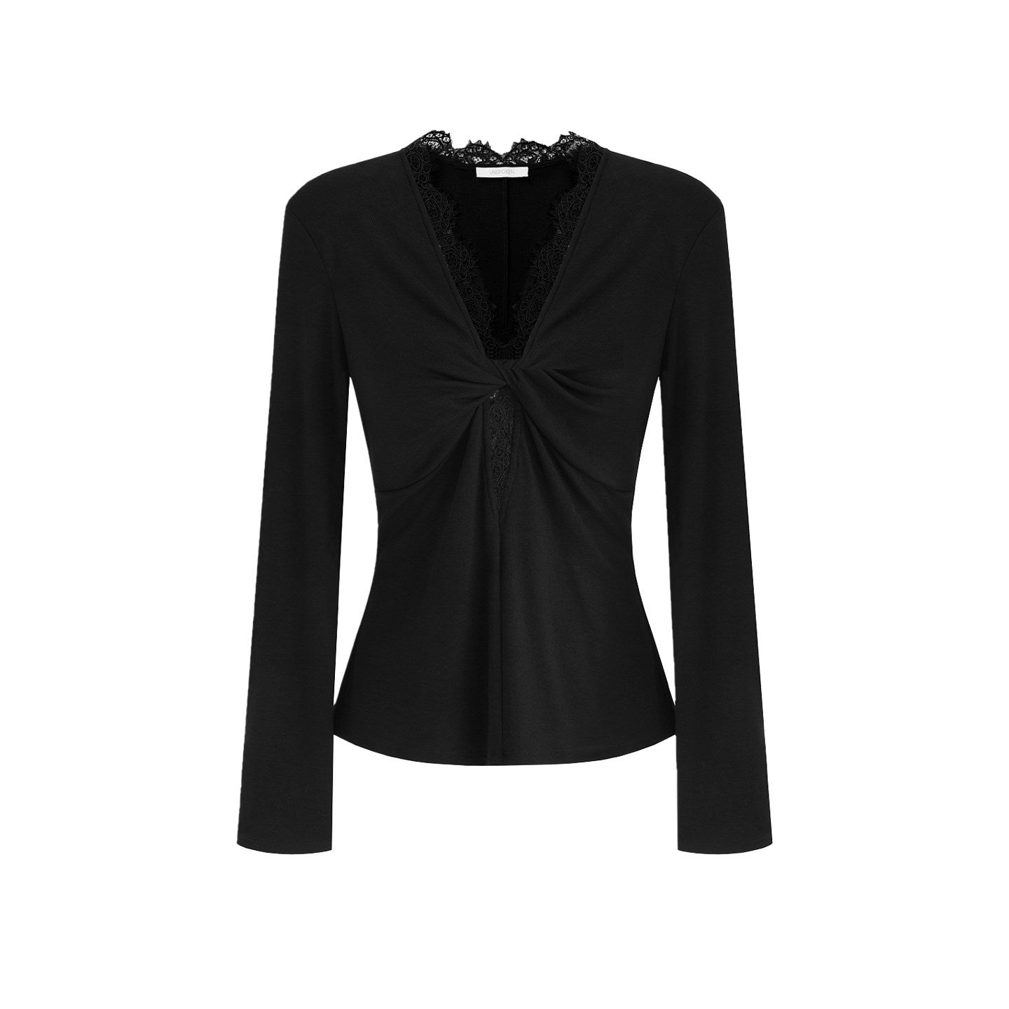 unspoken_Breathable_Lyocell_Lace_Slim_Fit_V-neck_Long_Sleeve_Women_Black_Blouses_MISSTT