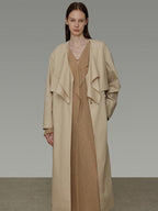 unspoken Classic Khaki Single Breasted Mid Length Loose Fit Women Commuter Trench Coats