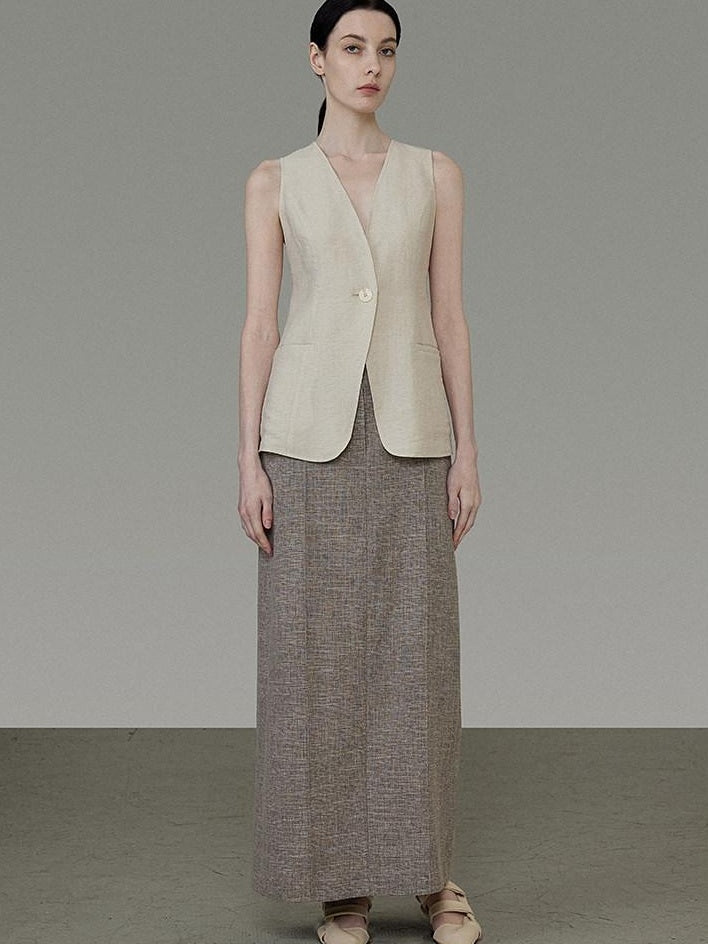 unspoken Minimalist Heather Gray Loose Fit Longsleeve Office Polyester Top & Skirt Sets