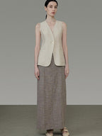 unspoken Minimalist Heather Gray Loose Fit Longsleeve Office Polyester Top & Skirt Sets
