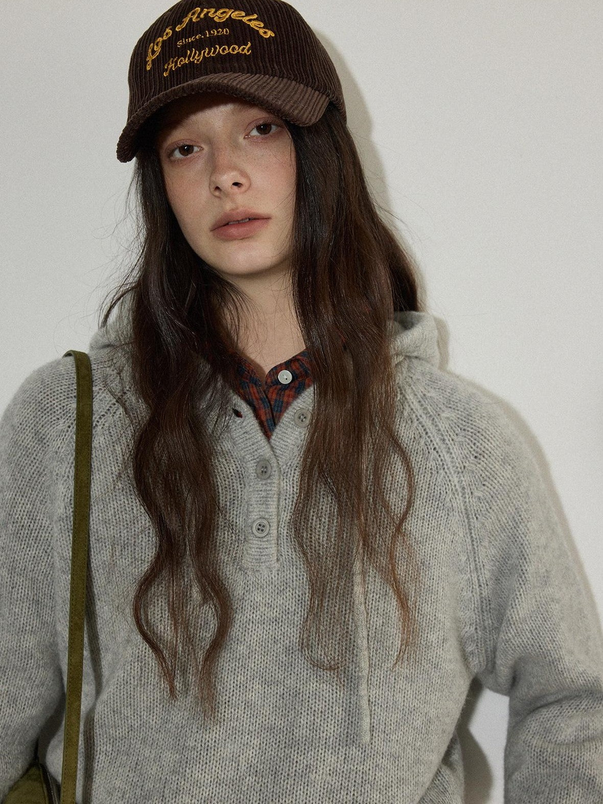 Lofi choose Soft Knit Button Front Loose Fit Commuter Womens Pullover Hoodie