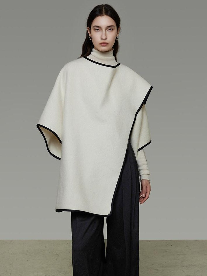 unspoken Premium Sheep Wool Blend 3D Tailored Loose Fit Commuter Women White Wool Coats