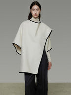 unspoken Premium Sheep Wool Blend 3D Tailored Loose Fit Commuter Women White Wool Coats