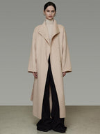 unspoken 100 Percent Wool Longline Thick Structured Relaxed Minimalist Blush Wool Coats
