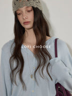Lofi choose Soft Acrylic Blend Hooded Button Loose Fit Commuter Women Knit Cardigans