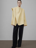 unspoken Minimal Commuter Short Straight Fit Women Cream Yellow S M Wool Coats