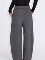 fano Soft Stretch Knit Natural Waist Straight Leg Casual Women Dark Gray Sweatpants