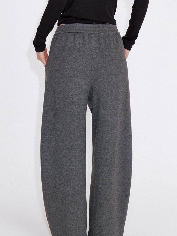 fano Soft Stretch Knit Natural Waist Straight Leg Casual Women Dark Gray Sweatpants
