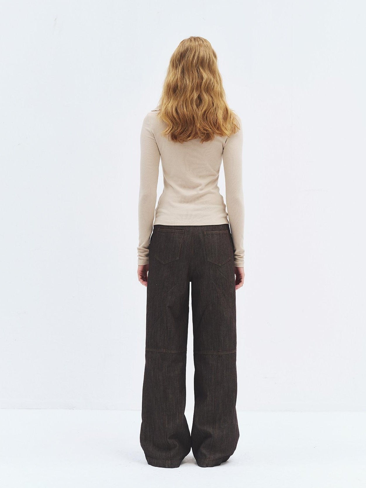 someonesometimes Soft Stretch Knit Slim Fit Casual V-neck Women Sand Long Sleeve T-Shirts