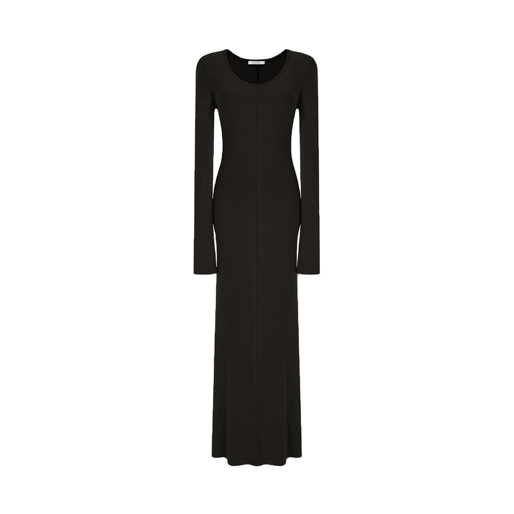 unspoken_Breathable_Minimalist_High_Waist_Aline_Knit_Long_Sleeve_Women_Black_Maxi_Dresses_MISSTT