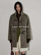 Lofi choose Heavy Wool Blend Relaxed Fit Stand Collar Midlength Commuter Toggle Wool Coats