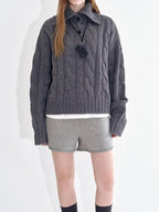 fano Thermal Wool Blend Relaxed Long Sleeve Commuter Heather Grey Cardigans
