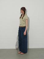 Lofi choose High Waist Washed Cotton Loose Office Women Waterwash Blue Wide Leg Jeans