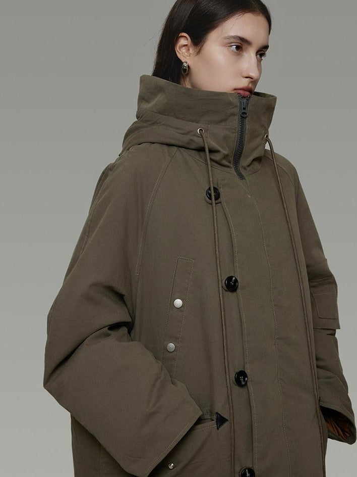 unspoken 90 Percent White Duck Down Hooded Loose Patchwork Cotton Warm Women Down Jackets