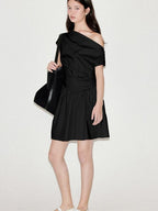 fano High Waist Cotton Blend A Line Office Casual Women Everyday Dresses Midi Dresses