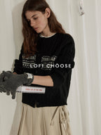 Lofi choose Soft Wool Blend Minimalist Buttoned Round Neck Long Sleeve Women Black Cardigans