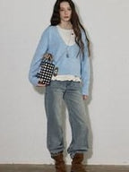 Lofi choose Soft Lightweight V-neck Loose Fit Commuter Office Knit Pullover Sweaters