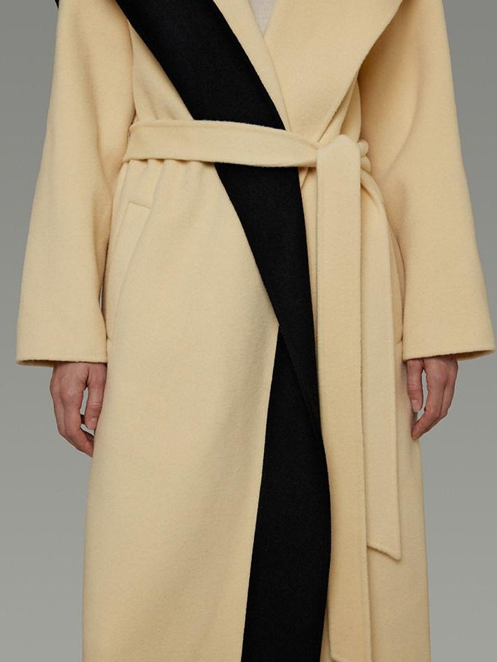 unspoken Thick Cozy Longline Loose Fit Minimal Commuter Cream Black Wool Coats