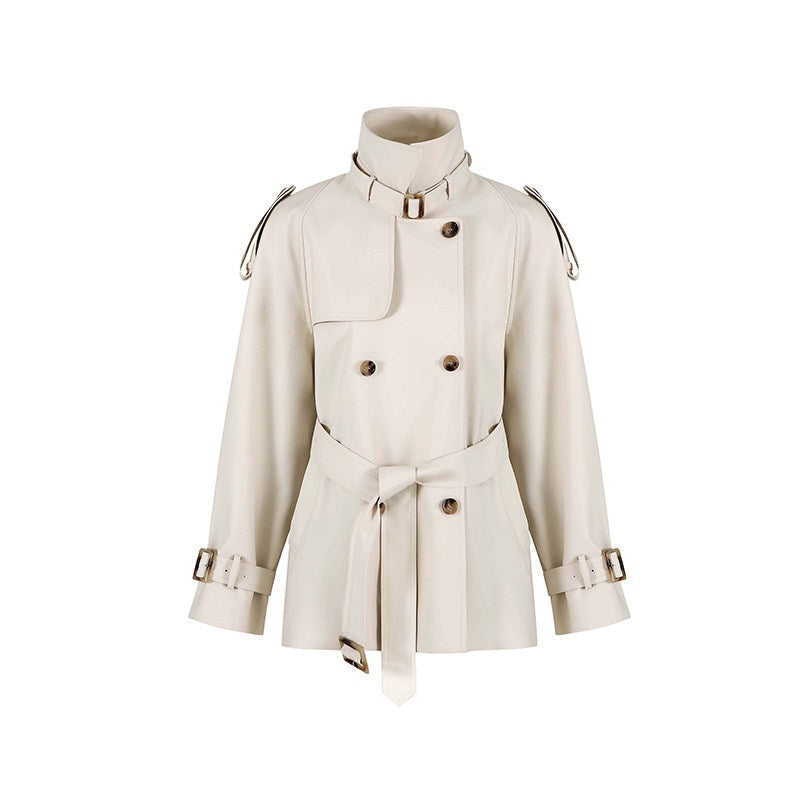 fano_Double_Breasted_Short_Loose_Fit_Commuter_For_Women_Khaki_Pink_Beige_Trench_Coats_MISSTT