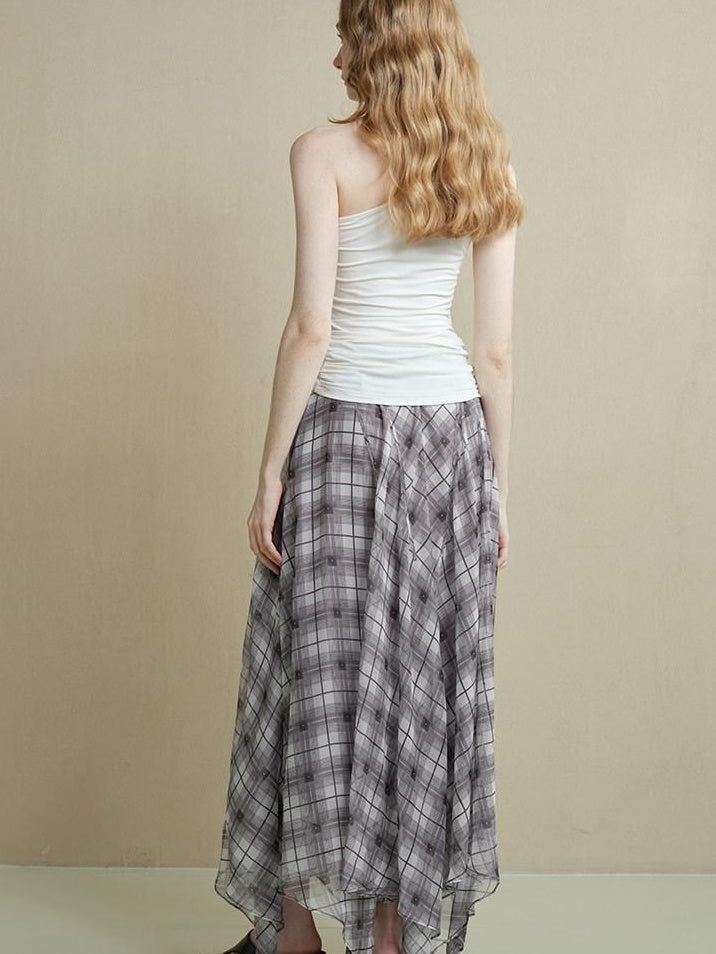 someonesometimes Flattering Commuter Slim Tie Strap Plaid Vest And Skirt Women Top & Skirt Sets