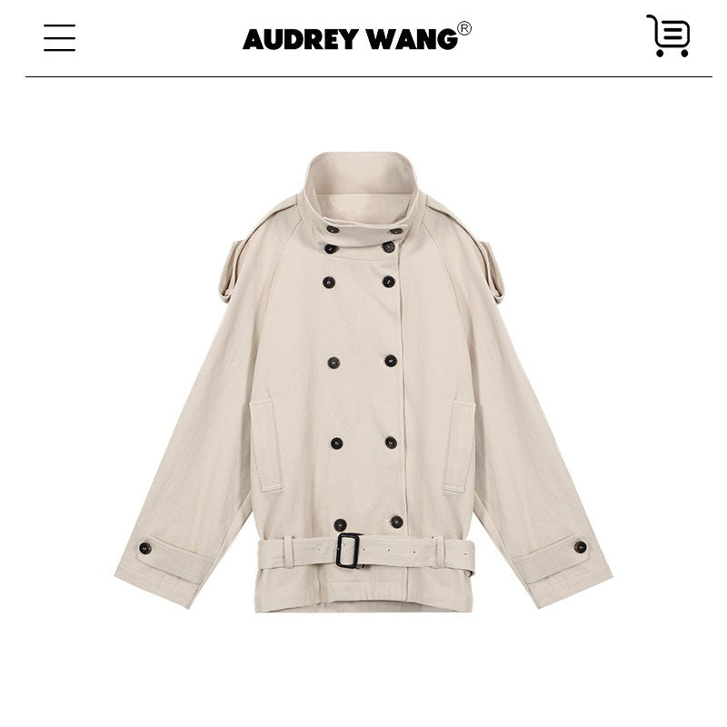 audreyyang_Commuter_Straight_Fit_Midlength_Doublebreasted_Epaulet_Beige_Women_Denim_Jackets_MISSTT
