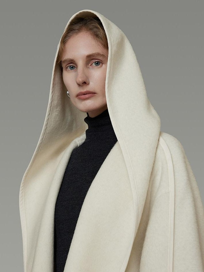 unspoken 100 Percent Sheep Wool Commuter Relaxed Notched Lapel White Wool Coats