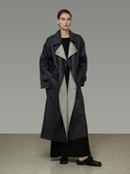 unspoken Minimal Commuter Long Double Breasted Loose Fit Women Black Olive Trench Coats