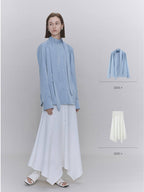 someone sometimes Recycled Viscose Linen Blend High Waist Asymmetric A Line Women Maxi Skirts