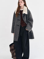 fano Lambswool Blend Single Breasted Loose Midlength Heather Gray Long Coats
