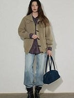 Lofi choose High Rise Vintage Wash Office Straight Detail Women Blue Flared Jeans