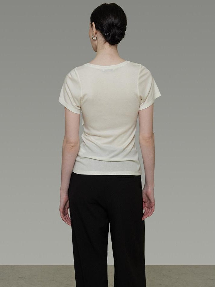 unspoken Soft Acrylic Slim Fit Crew Neck Minimal Office Women White Short Sleeve T-Shirts