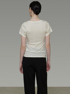 unspoken Soft Acrylic Slim Fit Crew Neck Minimal Office Women White Short Sleeve T-Shirts