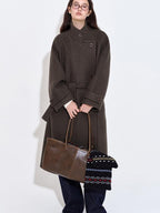 fano Premium 75 Wool 25 Polyester Longline Stand Collar Loose Korean Wool Coats