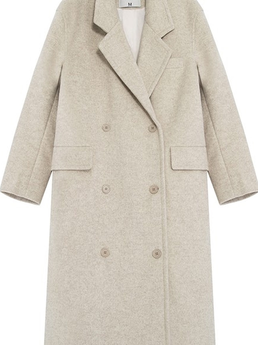 fano Minimal Commuter Double Breasted Straight Midlength Blazer Women Long Coats