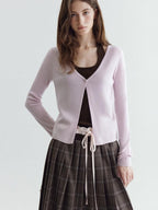 fano Soft Breathable Korean V-neck Slim Faux Layered Colorblock Cardigans