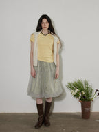 Lofi choose High Waist Bubble Skirt Relaxed Fit Office Custom Dyed Almond Gray Midi Skirts