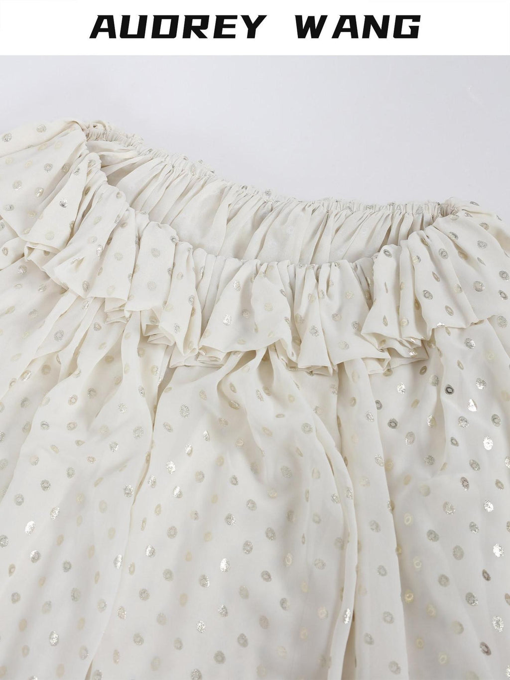 audreyyang Chiffon Polka Dot Loose Ruffle Collar Puff Sleeve Women Casual Midi Dresses