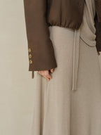 someonesometimes Stretch Polyester Vintage Loose Short Zip Women Coffee Brown Cropped Jackets