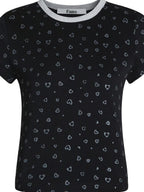 fano Moisture Wicking Slim Fit Korean Crew Neck Printed Black Basic Crop Tops