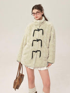 ikyou Thick Insulated Minimalist Commuter Straight Fit Stand Collar Apricot Short Coat