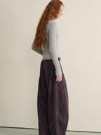 someonesometimes Washed Cotton Vintage Balloon Natural Waist Casual Women Purple Pants