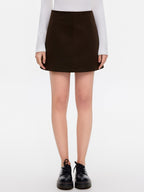 ikyou Wrinkle Free Retro A Line Lined Pocket Mid Waist Women Polyester Mini Skirts