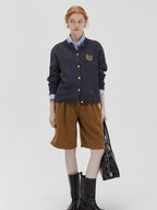 fano Wool Blend Straight Fit Office Crew Neck Button Front Knit Cardigans