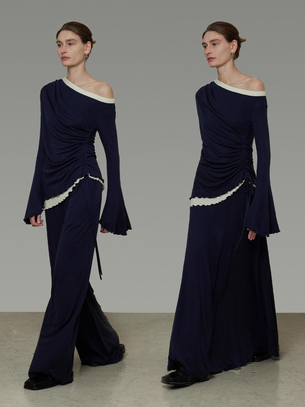 unspoken Soft Tencel Stretch 3 Piece Casual Hem Detail Women Comfort Fit Top & Skirt Sets