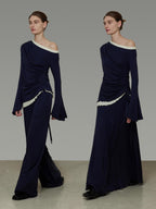 unspoken Soft Tencel Stretch 3 Piece Casual Hem Detail Women Comfort Fit Top & Skirt Sets