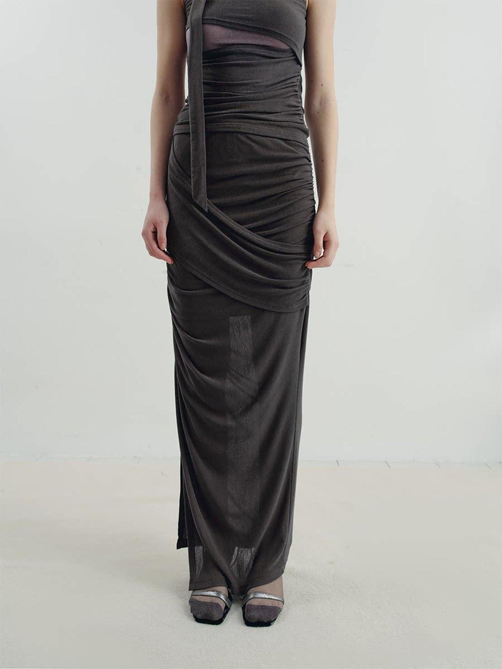 someone sometimes Versatile Pleated Tie Cami Slim Fit Lyocell Linen Blend Women Top & Skirt Sets